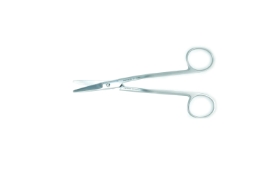 Fomon Dorsal Scissors, Straight, Heavy Design, Angled Shanks, Blunt Rounded Tips, Bottom Blade Serrated, Two Tone Finish, Overall Length 5-1/2" (140mm) 